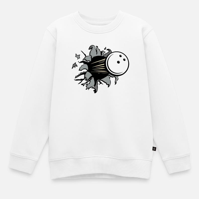 Percée de la boule de bowling en collision - Sweat Premium enfant bio - blanc