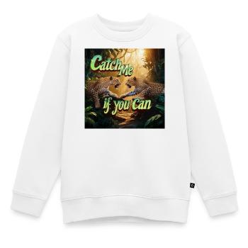 Leopard The Hunt Unfolds „Catch me if you can" - Kinder Premium Organic Sweatshirt - Weiß - Vorne - AI Model Kid Male (0cm)