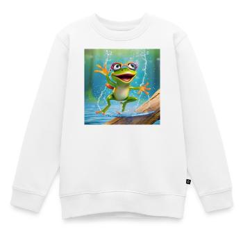 Frosch, Amphibie, Laubfrosch - Kinder Premium Organic Sweatshirt - Weiß - Vorne - AI Model Kid Male (0cm)