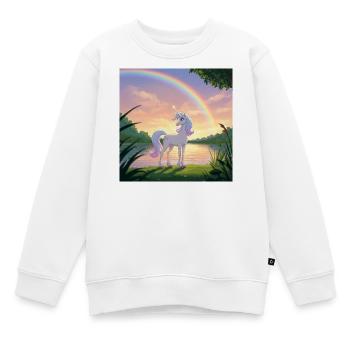 Unicorn under the rainbow - Kids Premium Organic Sweatshirt - white - Front - AI Model Kid Male (0cm)
