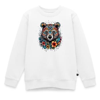 Waschbaer im Tattoo Style - Kinder Premium Organic Sweatshirt - Weiß - Vorne - AI Model Kid Male (0cm)