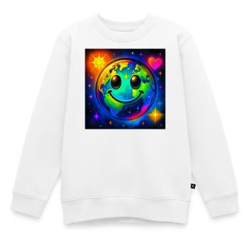 Coloured lucky earth in the neon universe - Kids Premium Organic Sweatshirt - white - Front - AI Model Kid Male (0cm)