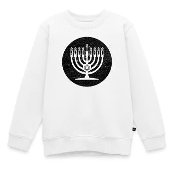 Menorah de Hanoukka chandelier dans cercle noir - Sweat Premium enfant bio - blanc - Devant - AI Model Kid Male (0cm)