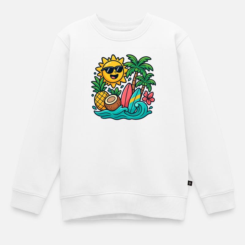 Sunny Beach Paradise Surf Design - Sweat Premium enfant bio - blanc