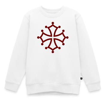 Rotes Katharerkreuz, Symbol des okzitanischen Widerstands - Kinder Premium Organic Sweatshirt - Weiß - Vorne - AI Model Kid Male (0cm)