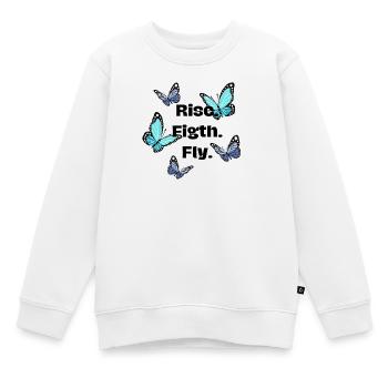 Se lever. Se battre. Mouche - Papillon - Sweat Premium enfant bio - blanc - Devant - AI Model Kid Male (0cm)