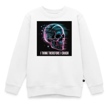 Cyberpunk Totenschädel mit digitalem Glitch - Kinder Premium Organic Sweatshirt - Weiß - Vorne - AI Model Kid Male (0cm)