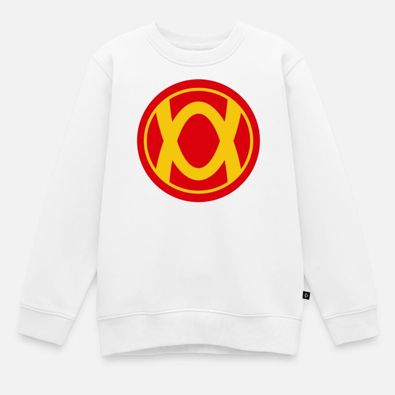 Retro Superhelden Emblem Design - Kinder Premium Organic Sweatshirt - Weiß