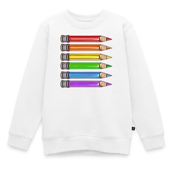 PRIDE RAINBOW FLAG - Kids Premium Organic Sweatshirt - white - Front - AI Model Kid Male (0cm)