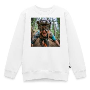 Matsch im Gesicht – Glück im Herz - Kinder Premium Organic Sweatshirt - Weiß - Vorne - AI Model Kid Male (0cm)