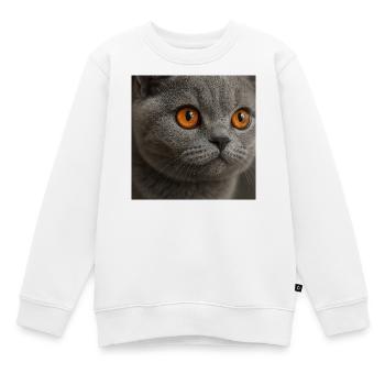 Detailreiche Katzenaugen Design - Kinder Premium Organic Sweatshirt - Weiß - Vorne - AI Model Kid Male (0cm)