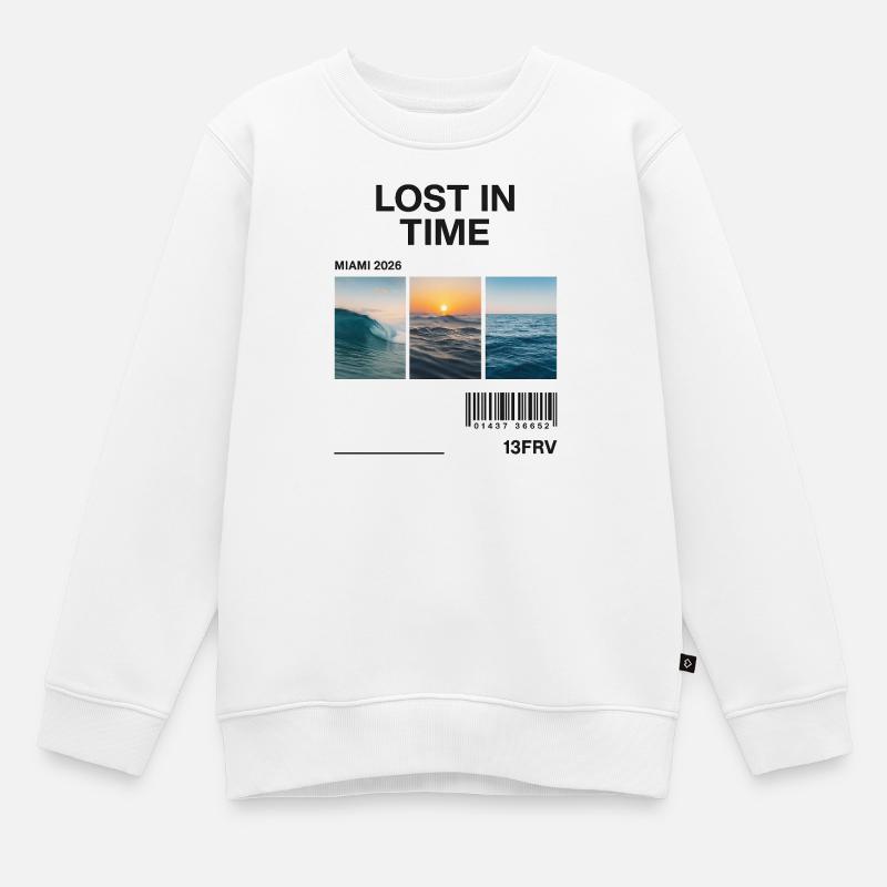 Temps perdu : Triptyque des Vagues de Miami - Sweat Premium enfant bio - blanc