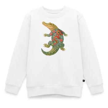 Yakuza-Krokodil – Uralte Kraft in der Tinte - Kinder Premium Organic Sweatshirt - Weiß - Vorne - AI Model Kid Male (0cm)