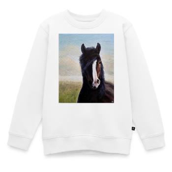 Realistisches Pferdeporträt auf Leinwand - Kinder Premium Organic Sweatshirt - Weiß - Vorne - AI Model Kid Male (0cm)