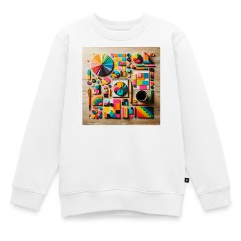 Abstrakte Komposition aus farbigen Formen - Kinder Premium Organic Sweatshirt - Weiß - Vorne - AI Model Kid Male (0cm)