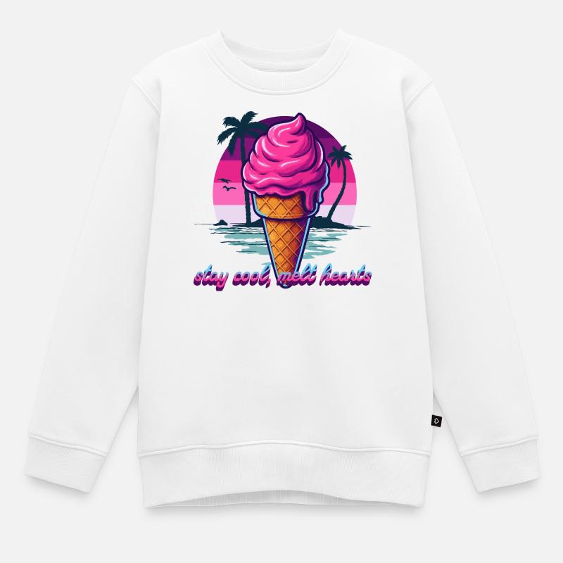 Pink Eiscreme Sunset Design - Kids Premium Organic Sweatshirt - white