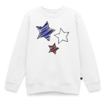 Étoiles colorées avec tracés dynamiques - Sweat Premium enfant bio - blanc - Devant - AI Model Kid Male (0cm)