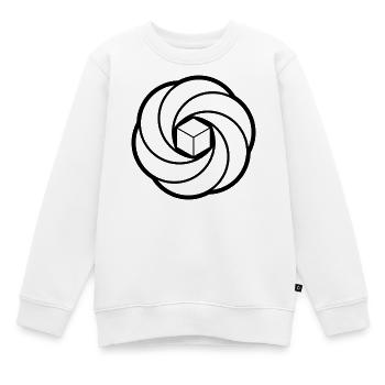 Kosmischer Würfel-Wirbel - Kinder Premium Organic Sweatshirt - Weiß - Vorne - AI Model Kid Male (0cm)