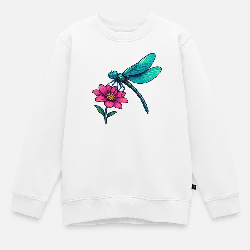 Libellule sur la fleur - Sweat Premium enfant bio - blanc