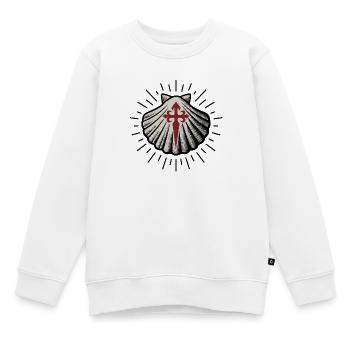 Jakobsmuschel mit Santiago Cross Camino de Santia - Kinder Premium Organic Sweatshirt - Weiß - Vorne - AI Model Kid Male (0cm)