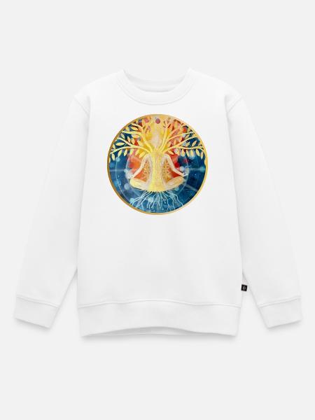 Lebendige Baum-Meditation Illustration - Kinder Premium Organic Sweatshirt - Weiß