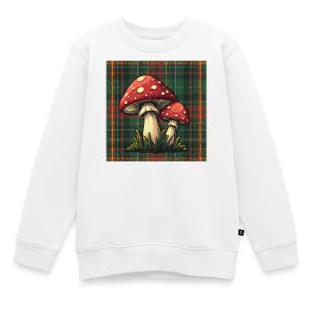 Aventure aux champignons à carreaux - Sweat Premium enfant bio - blanc - Devant - AI Model Kid Male (0cm)