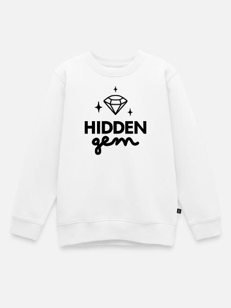 Verstecktes Edelstein-Diamant-Logo - Kinder Premium Organic Sweatshirt - Weiß