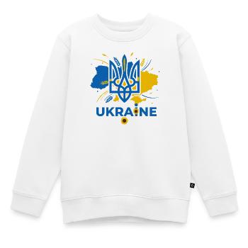 Blauer Dreizack Ukraine Emblem - Kinder Premium Organic Sweatshirt - Weiß - Vorne - AI Model Kid Male (0cm)