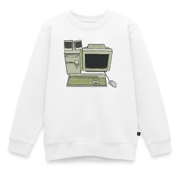 Configuration rétro du bureau d’ordinateur - Sweat Premium enfant bio - blanc - Devant - AI Model Kid Male (0cm)