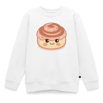 Rouleau de cannelle kawaii avec un visage heureux - Sweat Premium enfant bio - blanc - Devant - AI Model Kid Male (0cm)