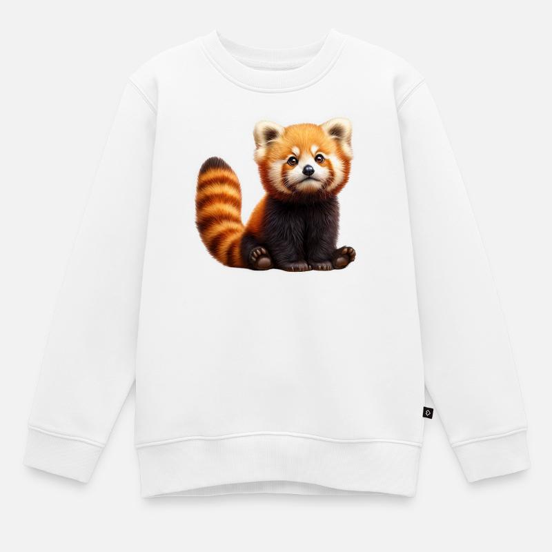 Panda Roux Peluche Adorable - Sweat Premium enfant bio - blanc