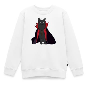 Mitternachts-Vampirkatze mit Umhang - Kinder Premium Organic Sweatshirt - Weiß - Vorne - AI Model Kid Male (0cm)