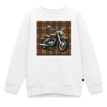 Vélo rétro + fond à carreaux - Sweat Premium enfant bio - blanc - Devant - AI Model Kid Male (0cm)