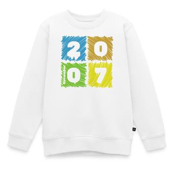 18. Geburtstag Farbige Patches depuis 11/2007 - Sweat Premium enfant bio - blanc - Devant - AI Model Kid Male (0cm)