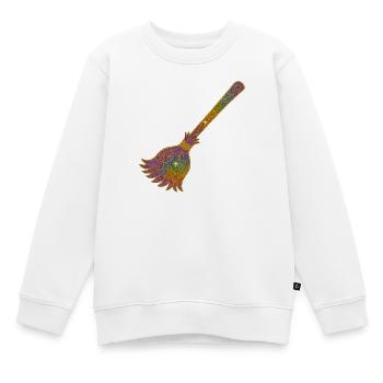 Regenbogen Glitzerbesen Zauberwerk - Kinder Premium Organic Sweatshirt - Weiß - Vorne - AI Model Kid Male (0cm)