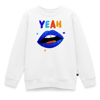Lèvres arc-en-ciel vibrantes YEAH - Sweat Premium enfant bio - blanc - Devant - AI Model Kid Male (0cm)