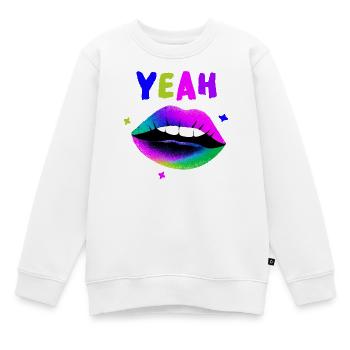 Arc-en-ciel Lip Art YEAH Neon Kiss - Sweat Premium enfant bio - blanc - Devant - AI Model Kid Male (0cm)