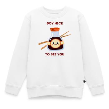 Soja Schön zu sehen Du Süßes Essen Wortspiel - Kinder Premium Organic Sweatshirt - Weiß - Vorne - AI Model Kid Male (0cm)