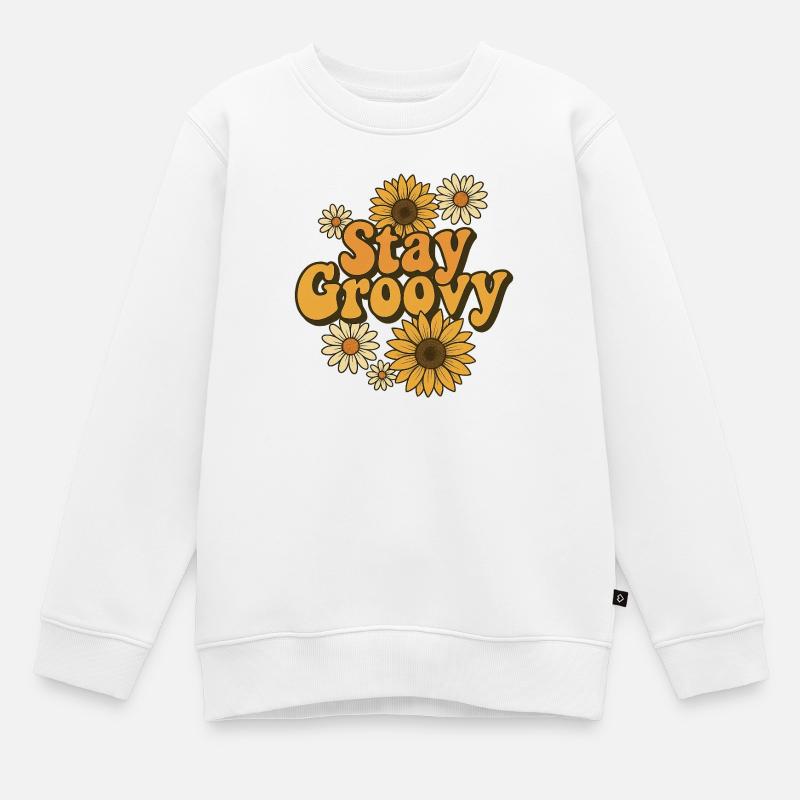 Restez groovy - Sweat Premium enfant bio - blanc