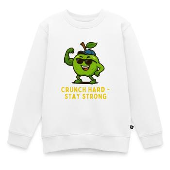 Crunch Hard Stay Strong - Dessin animé Apple - Sweat Premium enfant bio - blanc - Devant - AI Model Kid Male (0cm)