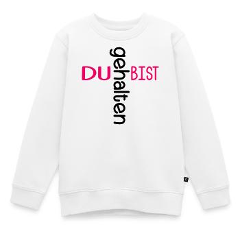 DU BIST GEHALTEN KIRCHE - Kinder Premium Organic Sweatshirt - Weiß - Vorne - AI Model Kid Male (0cm)