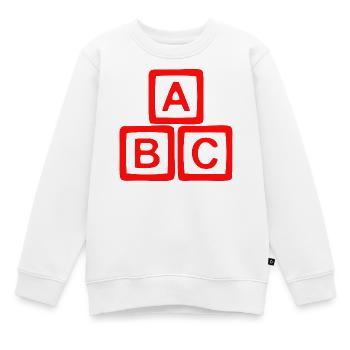 Conception contrastée de bloc ABC - Sweat Premium enfant bio - blanc - Devant - AI Model Kid Male (0cm)