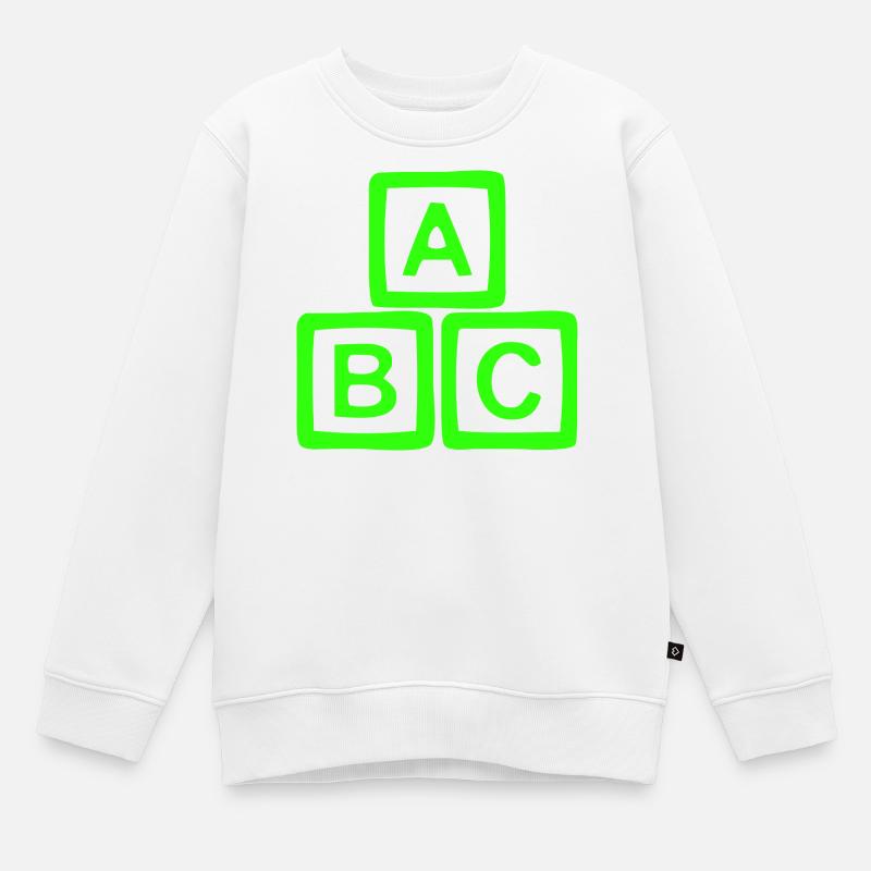 Neon Block ABC Art - Bunter Druck - Kinder Premium Organic Sweatshirt - Weiß