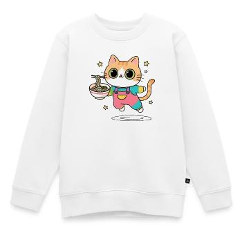 Chat bol de Ramen Multicolore - Sweat Premium enfant bio - blanc - Devant - AI Model Kid Male (0cm)