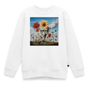 Surreales Sonnenkopf-Gesicht - Kinder Premium Organic Sweatshirt - Weiß - Vorne - AI Model Kid Male (0cm)