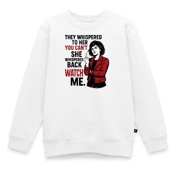 WATCH ME – Feminist Rebel - Kinder Premium Organic Sweatshirt - Weiß - Vorne - AI Model Kid Male (0cm)