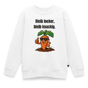 Karotte mit Stil: Locker Knackig Karikatur  - Kinder Premium Organic Sweatshirt - Weiß - Vorne - AI Model Kid Male (0cm)