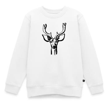 Hirschkopf Linienstil - Kinder Premium Organic Sweatshirt - Weiß - Vorne - AI Model Kid Male (0cm)