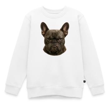 Ernster Franz Bulldogge Kopf - Kinder Premium Organic Sweatshirt - Weiß - Vorne - AI Model Kid Male (0cm)