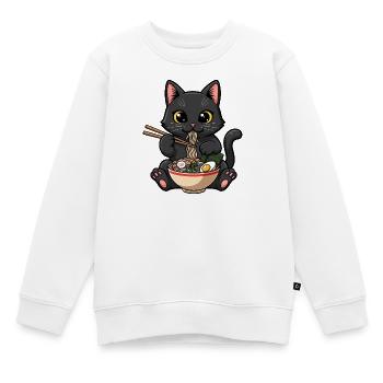 Black cat greedy ramen - Kids Premium Organic Sweatshirt - white - Front - AI Model Kid Male (0cm)